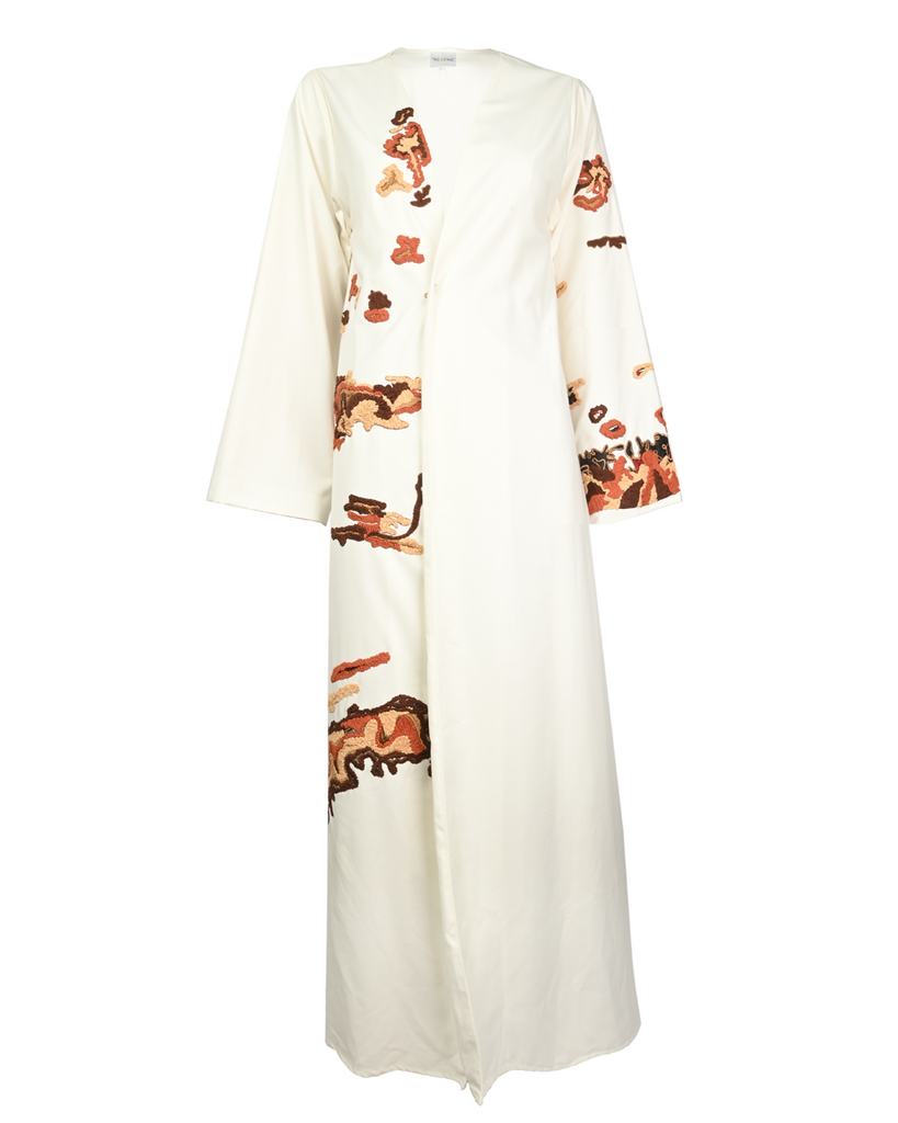 Maxi Off-White Linen Canvas Abaya Set