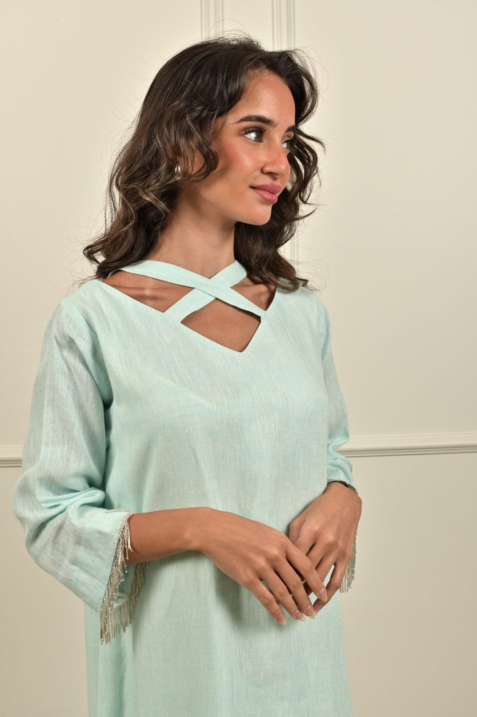 Turquoise Belted Thobe