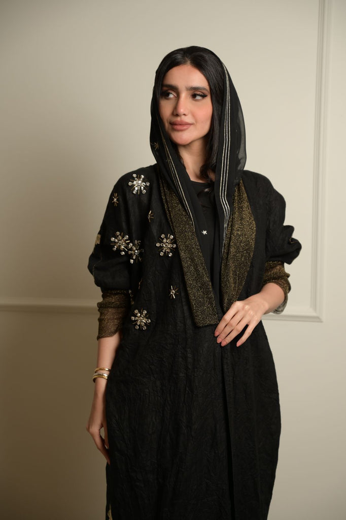 Black Stars Embroidered Abaya
