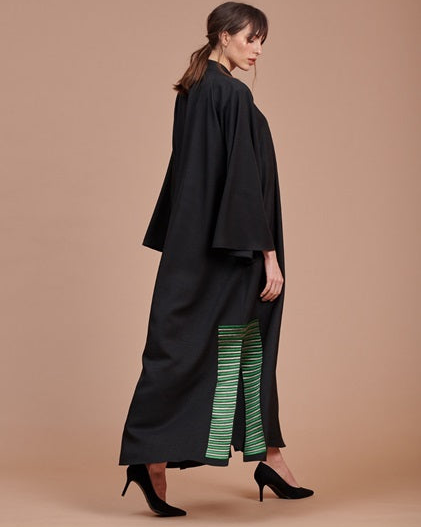 Black Abaya with Green Embroidery