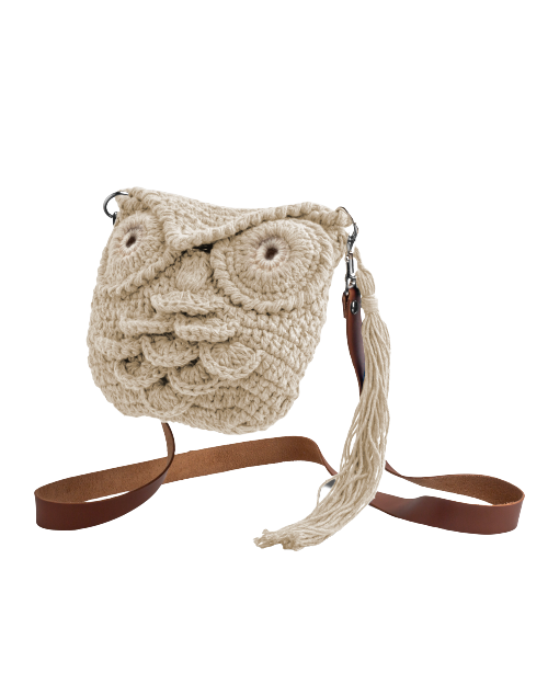 Beige Cotton Owl Bag