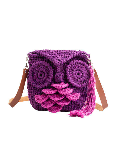 Mixed Purple Cotton Owl Bag