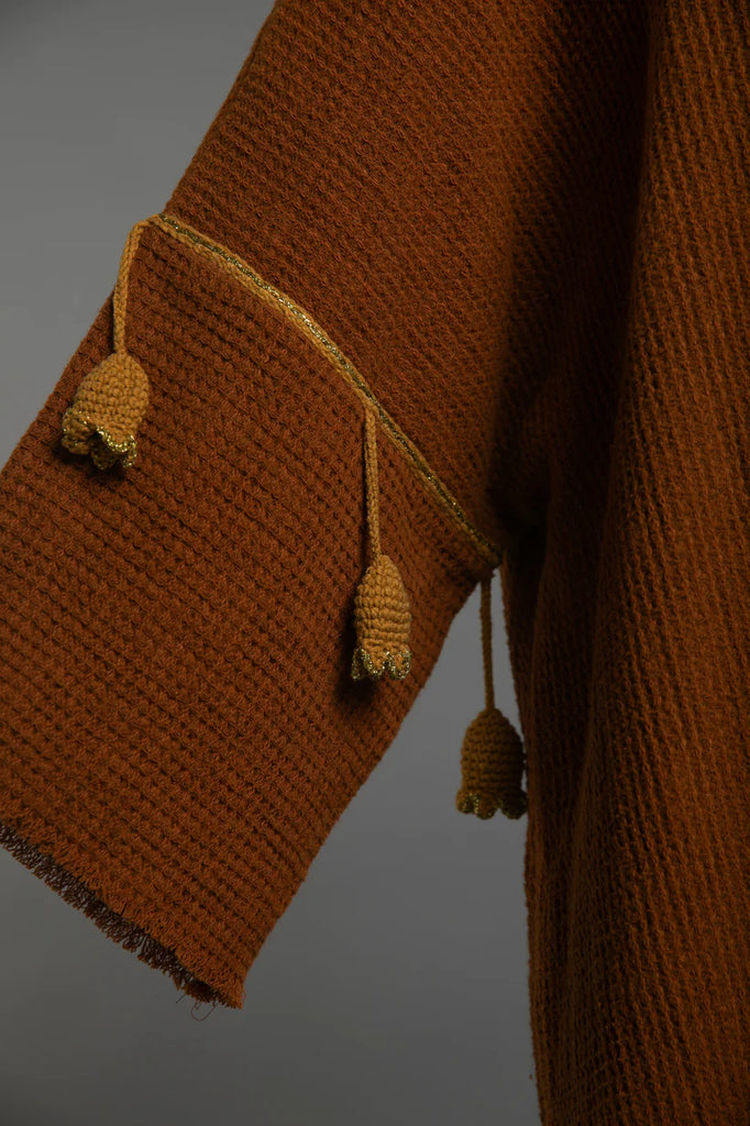 Ochre Linen Crochet Abaya