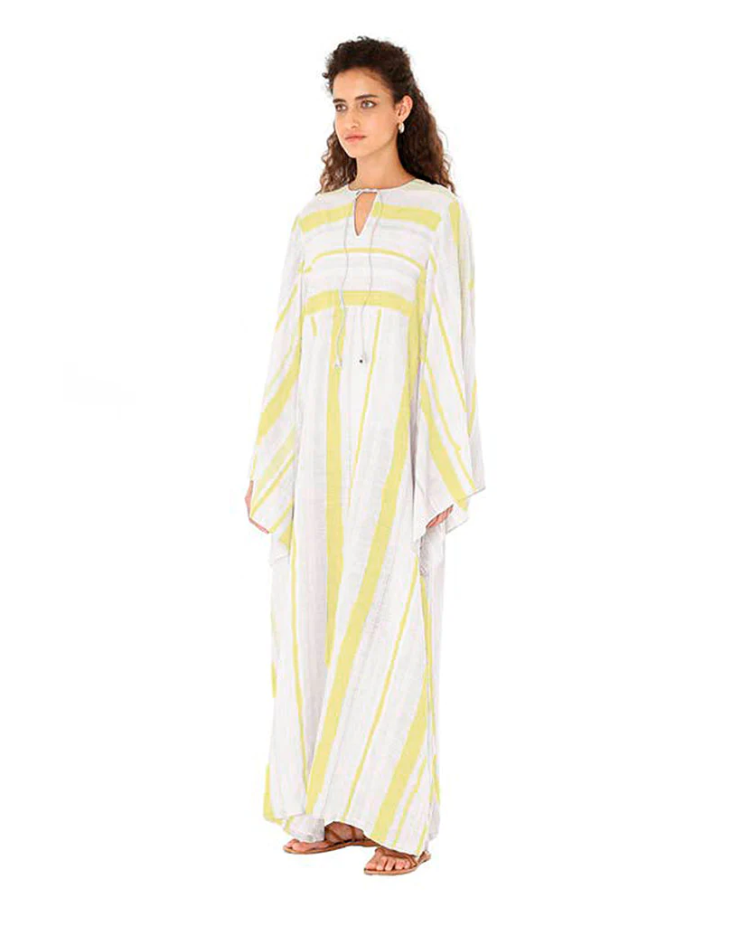 Yellow Striped Mosa Kaftan