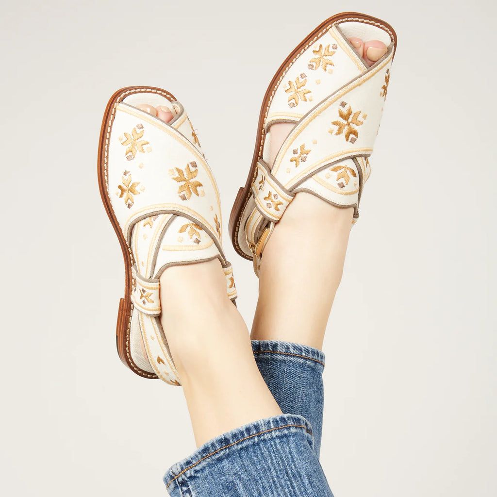 The White & Gold Swati Sandals