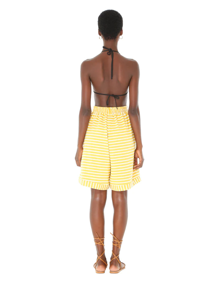 Yellow Striped Knit Shorts