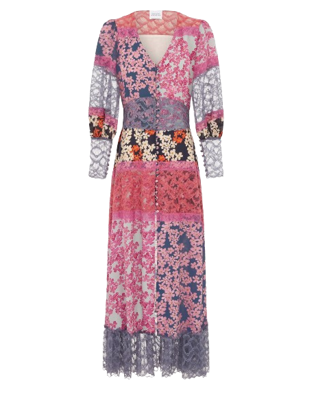 Cherry Blossom Girl Lace Paneled Silk Dress