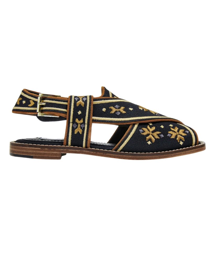 The Black & Gold Swati Sandals