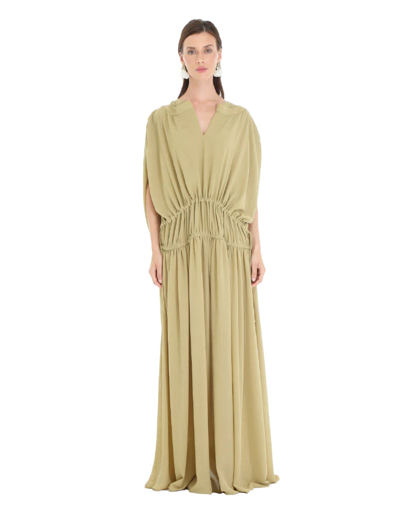 Fatima Olive Ruched Kaftan