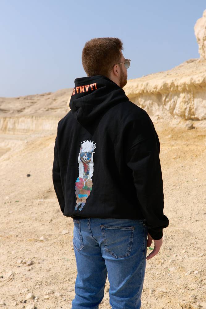 Unisex Black Llama Hoodie