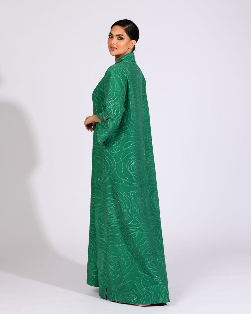 Green Silk Thobe with Beaded Details