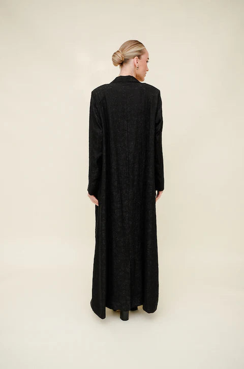 Black Floral Blazer Abaya