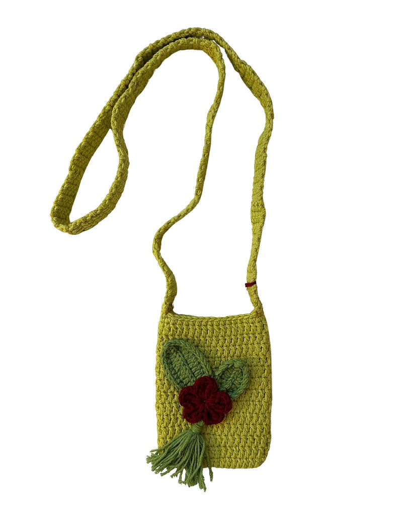 Green Crochet Crossbody Bag