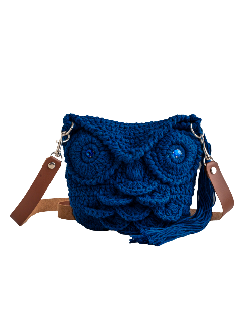 Navy Cotton Owl Bag