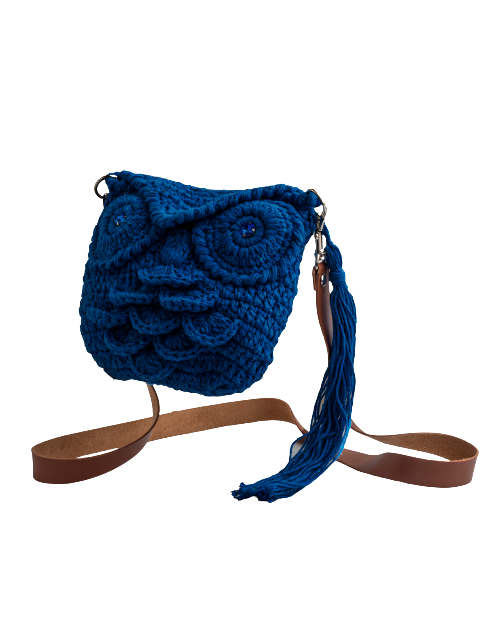 Navy Cotton Owl Bag