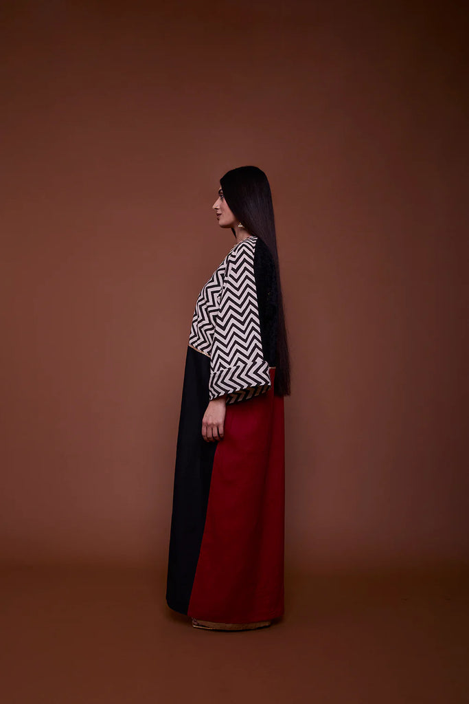Red & Black Nargis Abaya