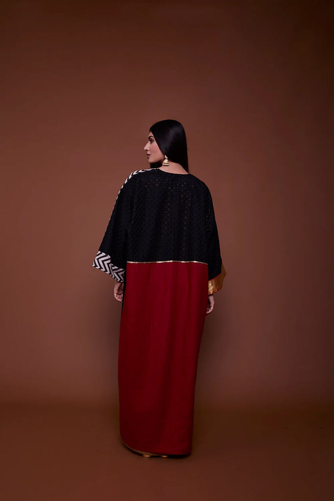 Red & Black Nargis Abaya