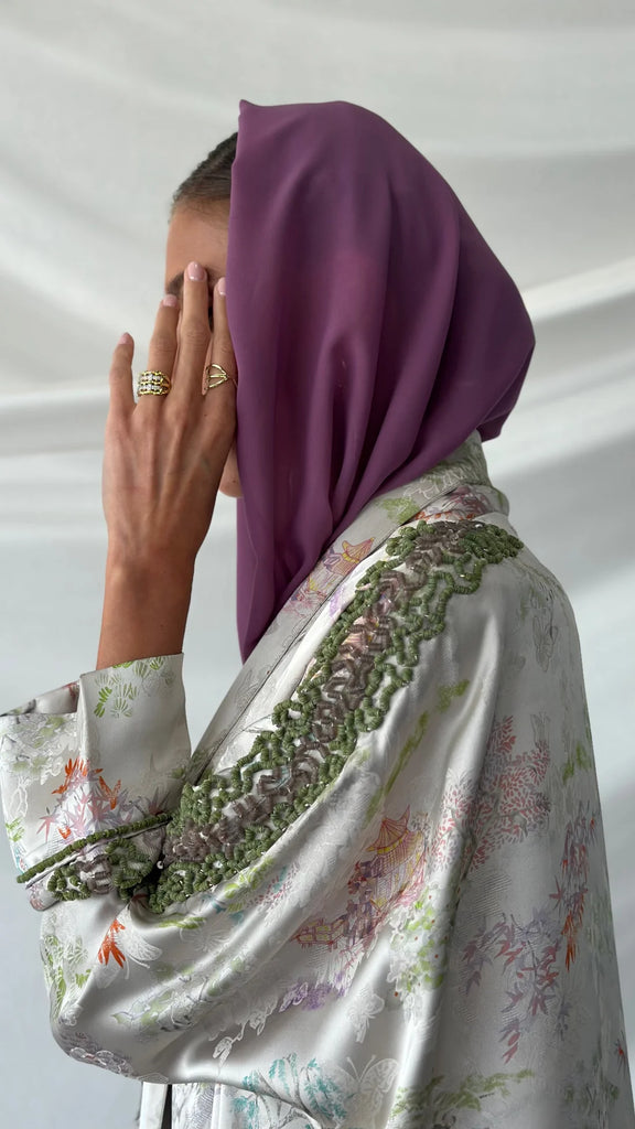 Mai Ivory Silk Abaya