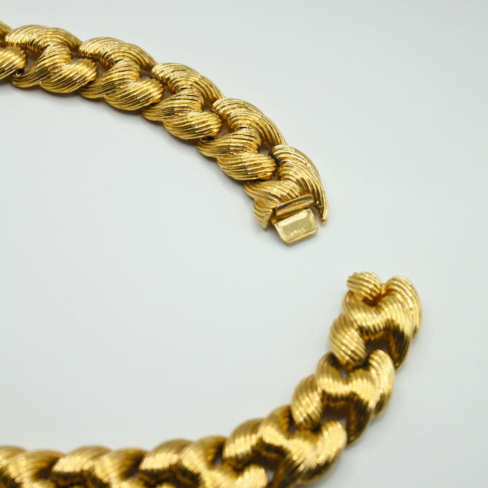 Vintage CE Large Gold Textured Chain Necklace