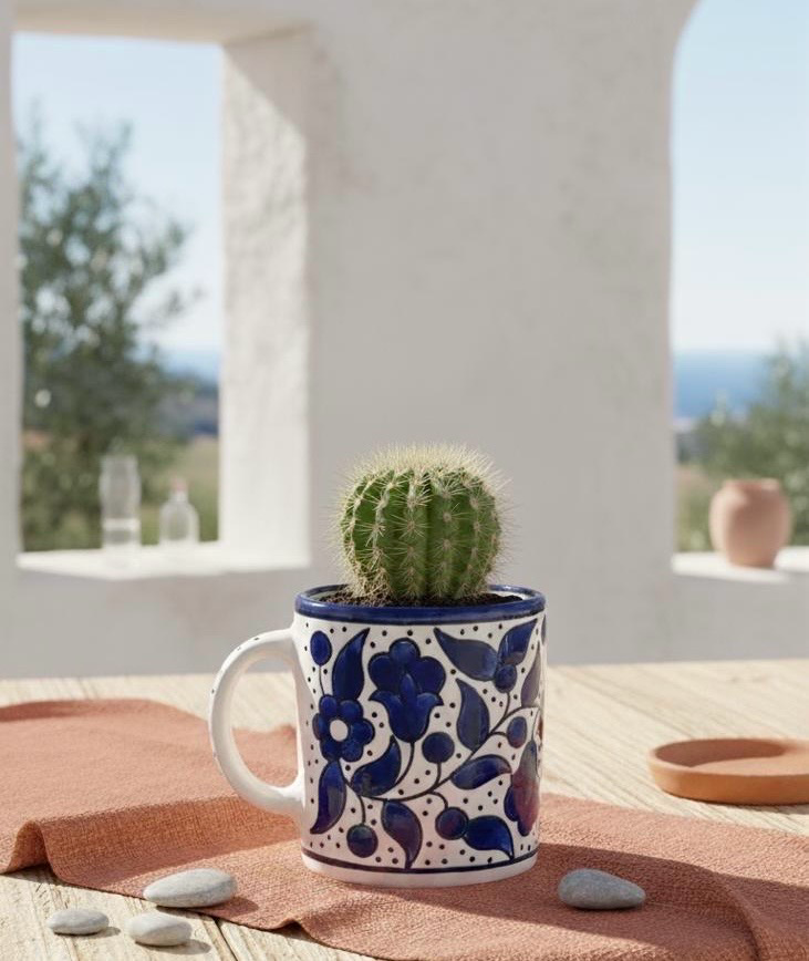 Floral Royal Blue Hand Painted Mug