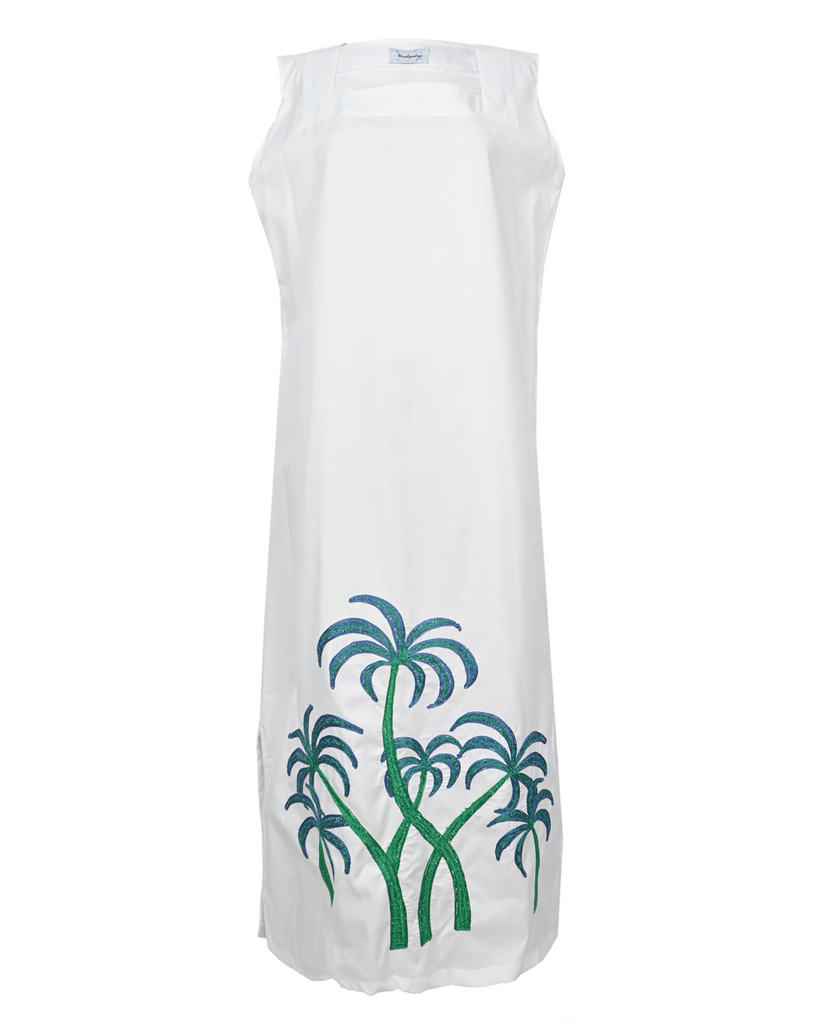 White Sleeveless Square-Necked Dress