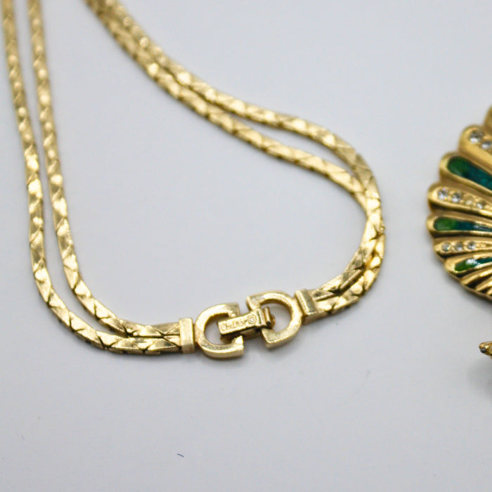 Vintage Dior Peacock Pendant Long Necklace