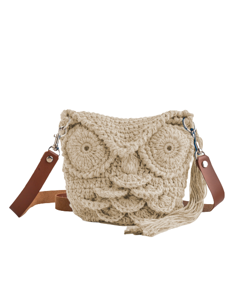 Beige Cotton Owl Bag