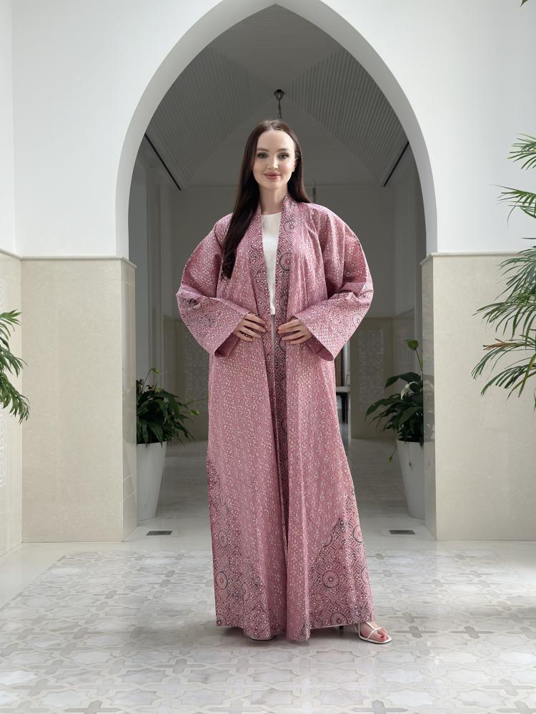 Pink Silk Embroidered Abaya