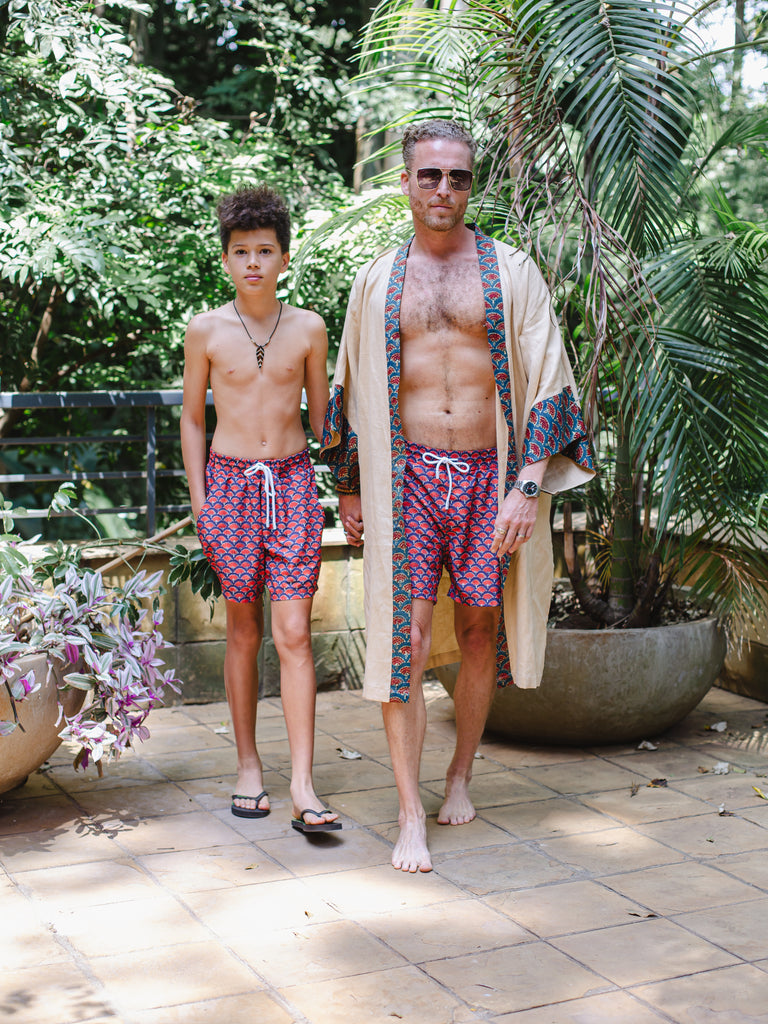 Red Fan Swim Trunk