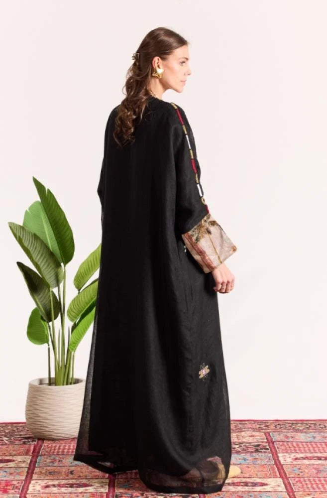 Black Crepe Embroidered Abaya