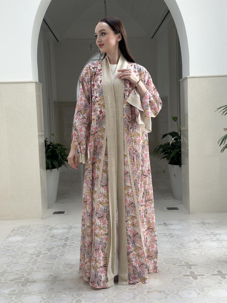 Floral Pink Voile Abaya