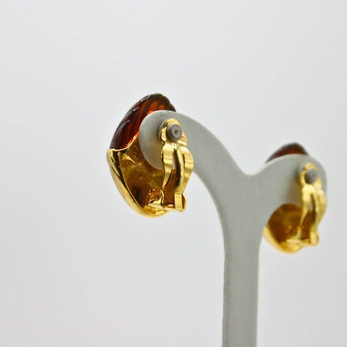 Vintage JR Cabochon Lucite Earrings