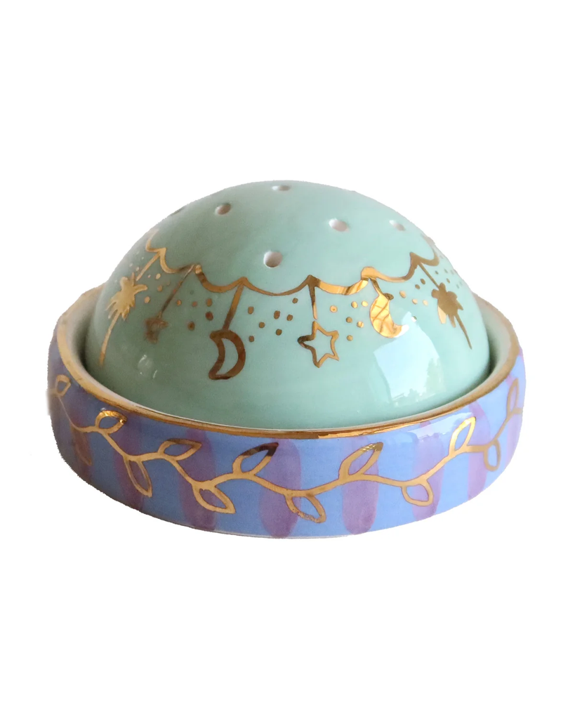 Turquoise & Purple Bird Branch Incense Burner