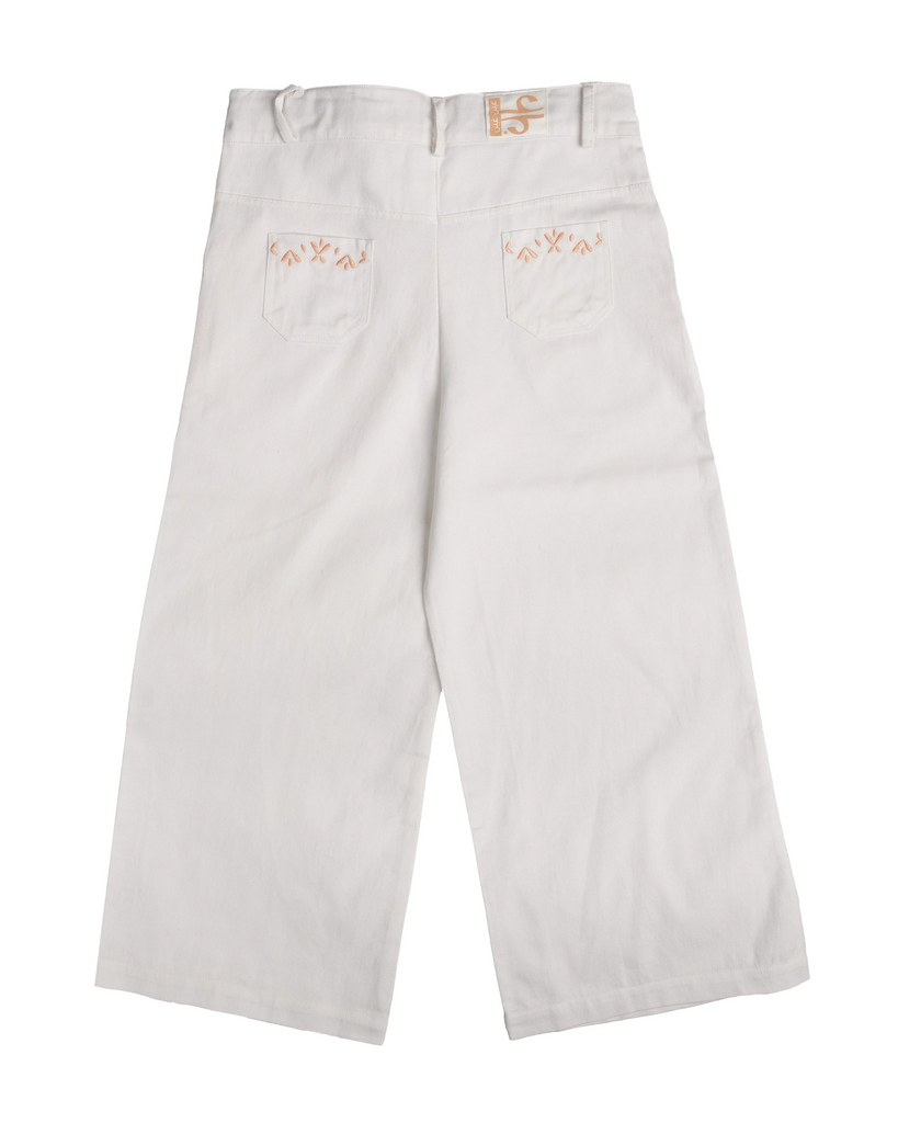 Big Girl White Jeans with Embroidery
