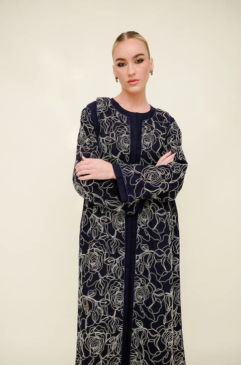 Navy Linen Abaya