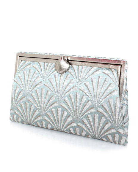 Aqua Scallops Grace Clutch