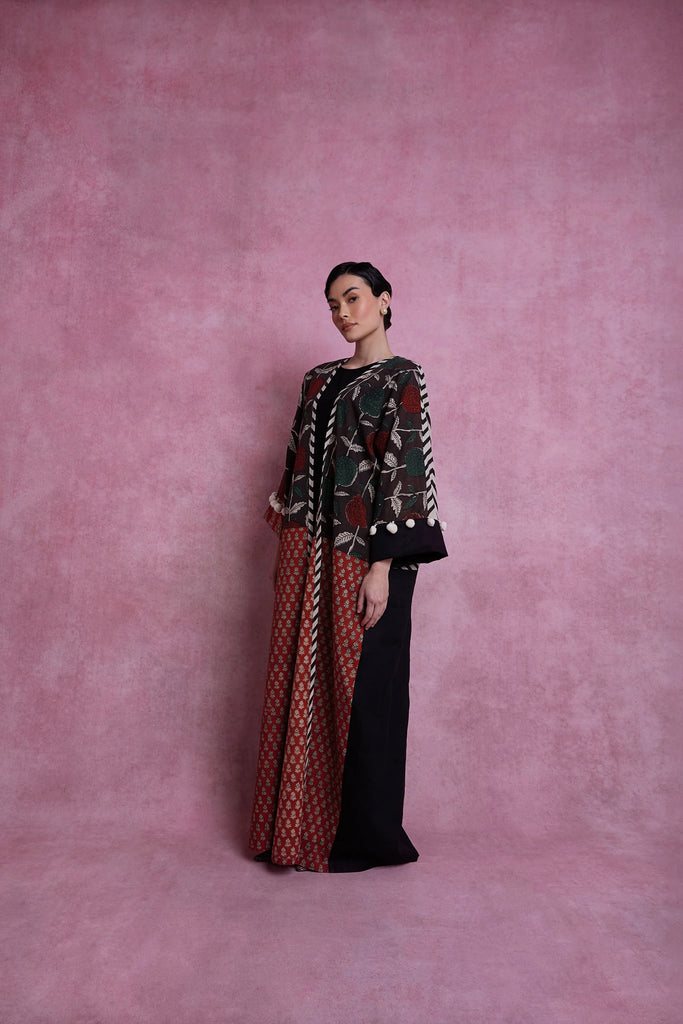 Black & Red Iman Abaya