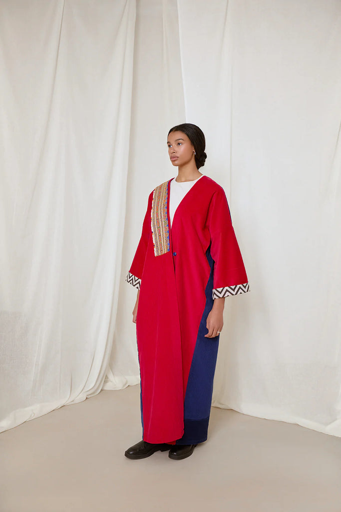 Cherry Red & Royal Blue Liberty Abaya