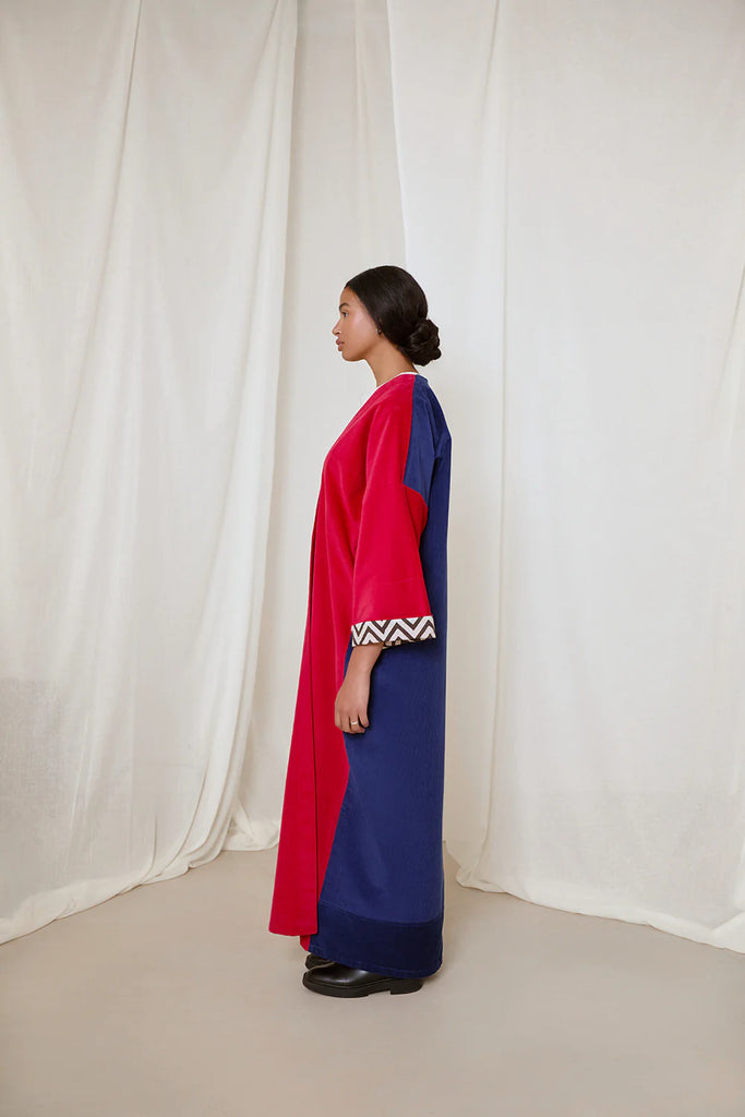 Cherry Red & Royal Blue Liberty Abaya