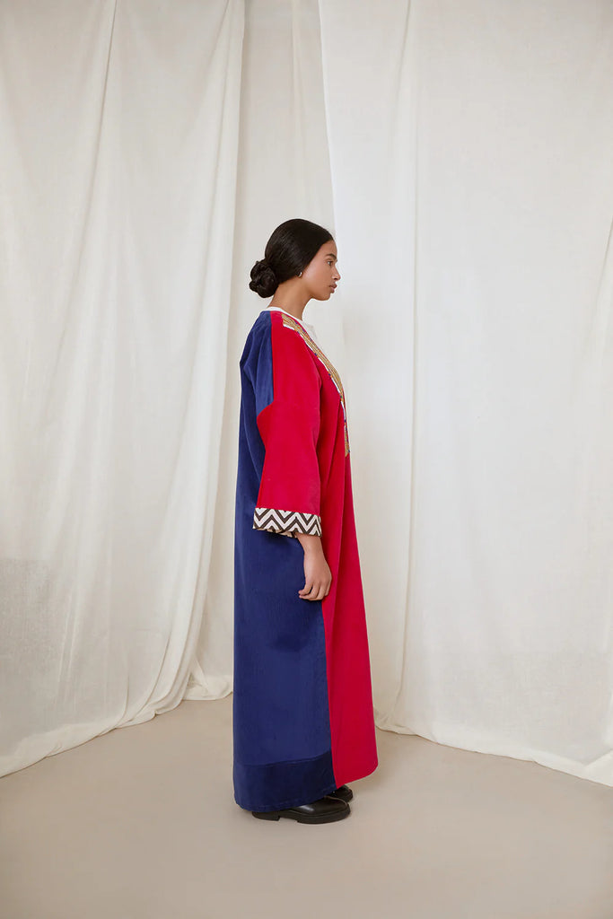 Cherry Red & Royal Blue Liberty Abaya