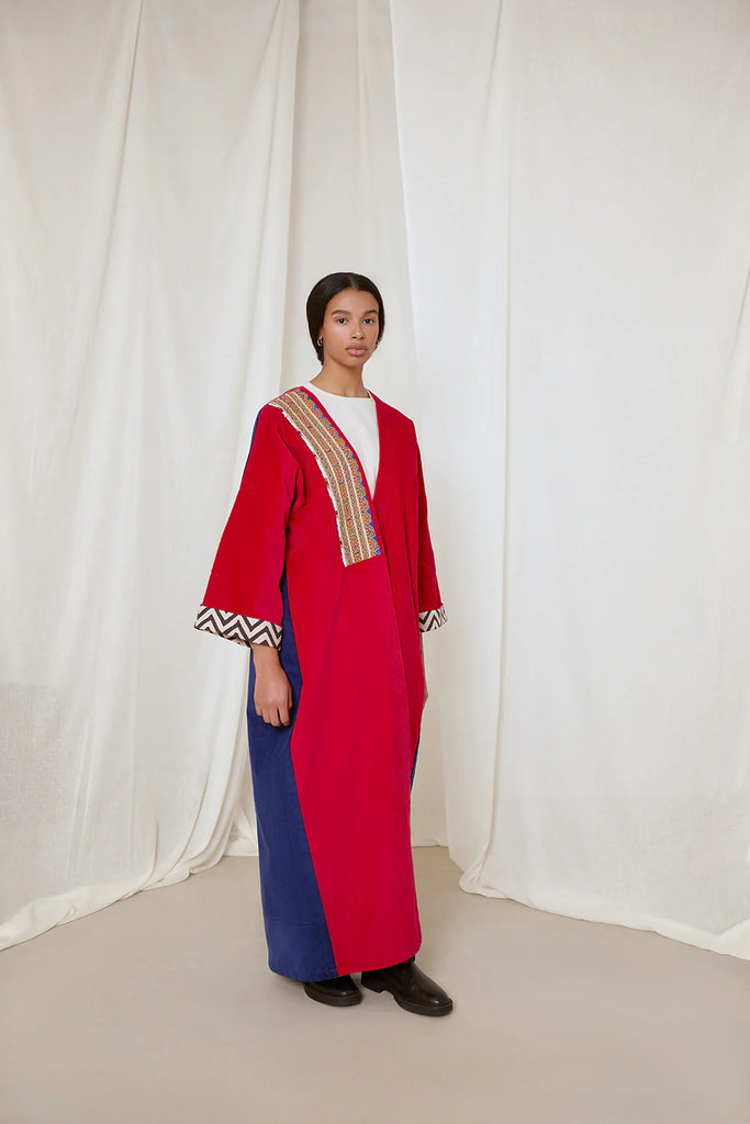 Cherry Red & Royal Blue Liberty Abaya