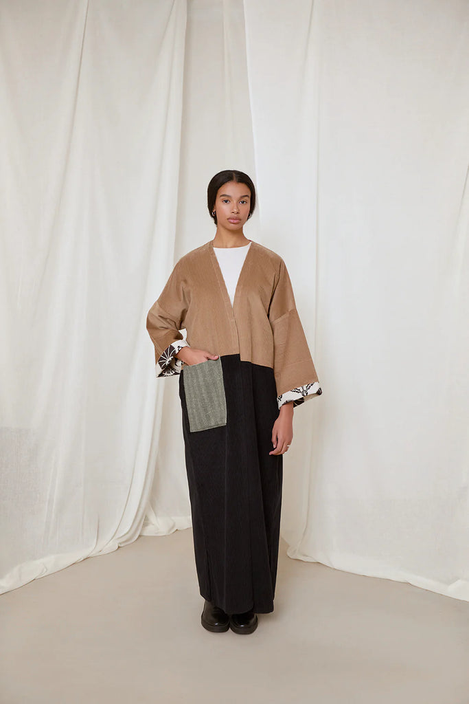 Beige & Black Serey Abaya