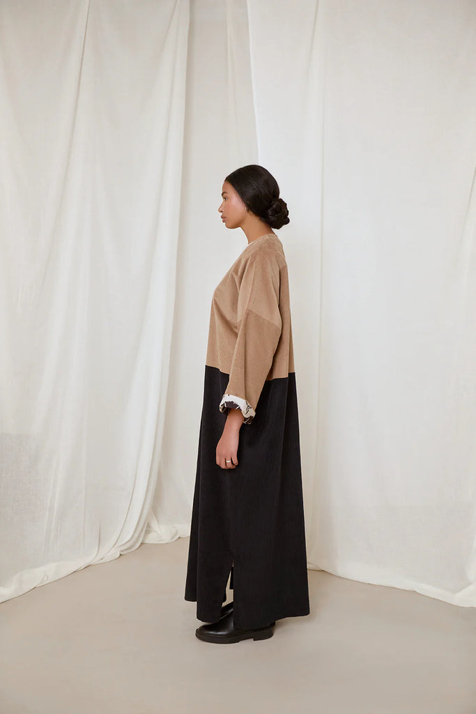 Beige & Black Serey Abaya