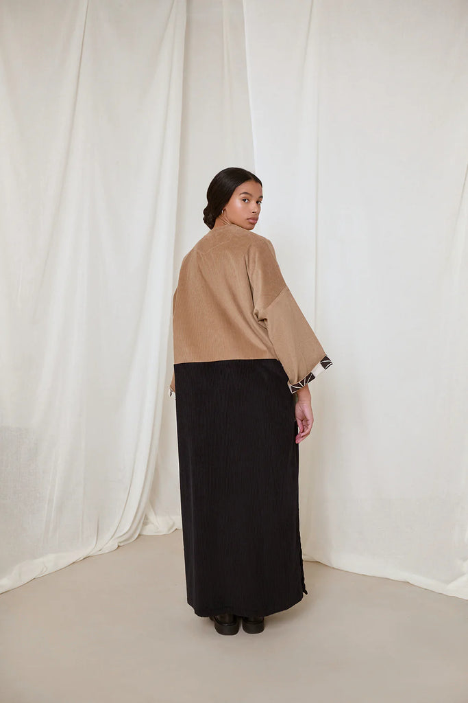 Beige & Black Serey Abaya