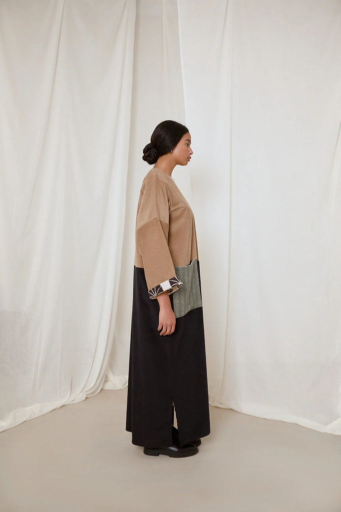 Beige & Black Serey Abaya