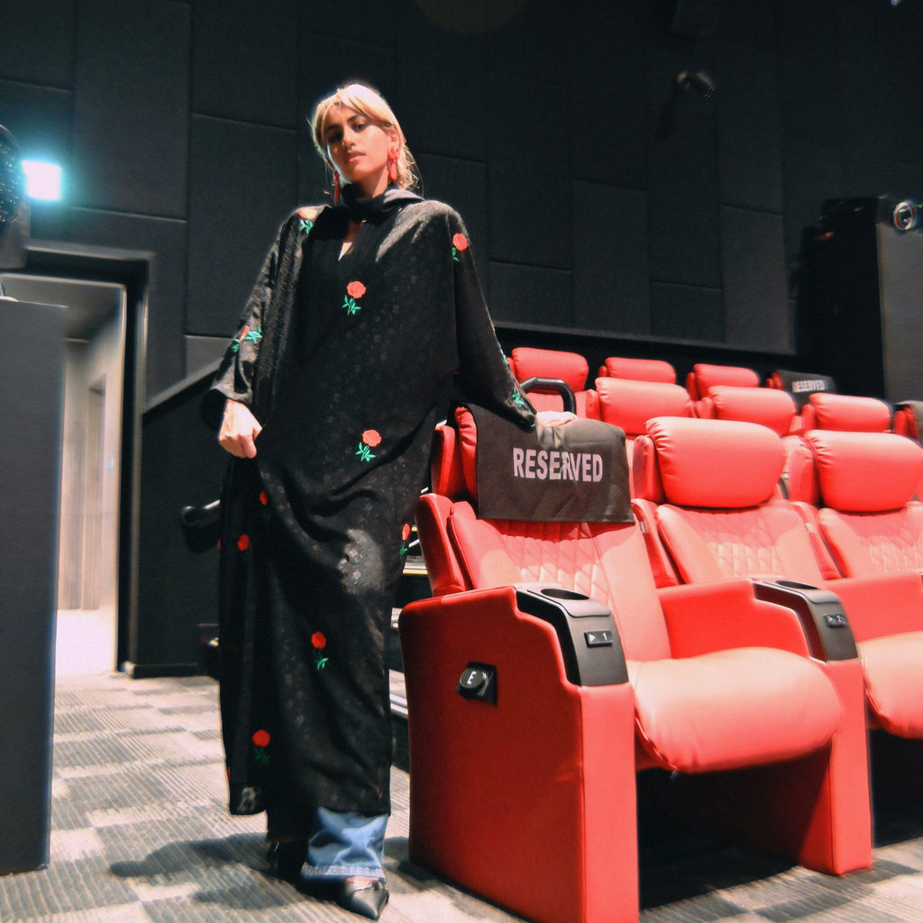 Black Rose Embroidered Abaya