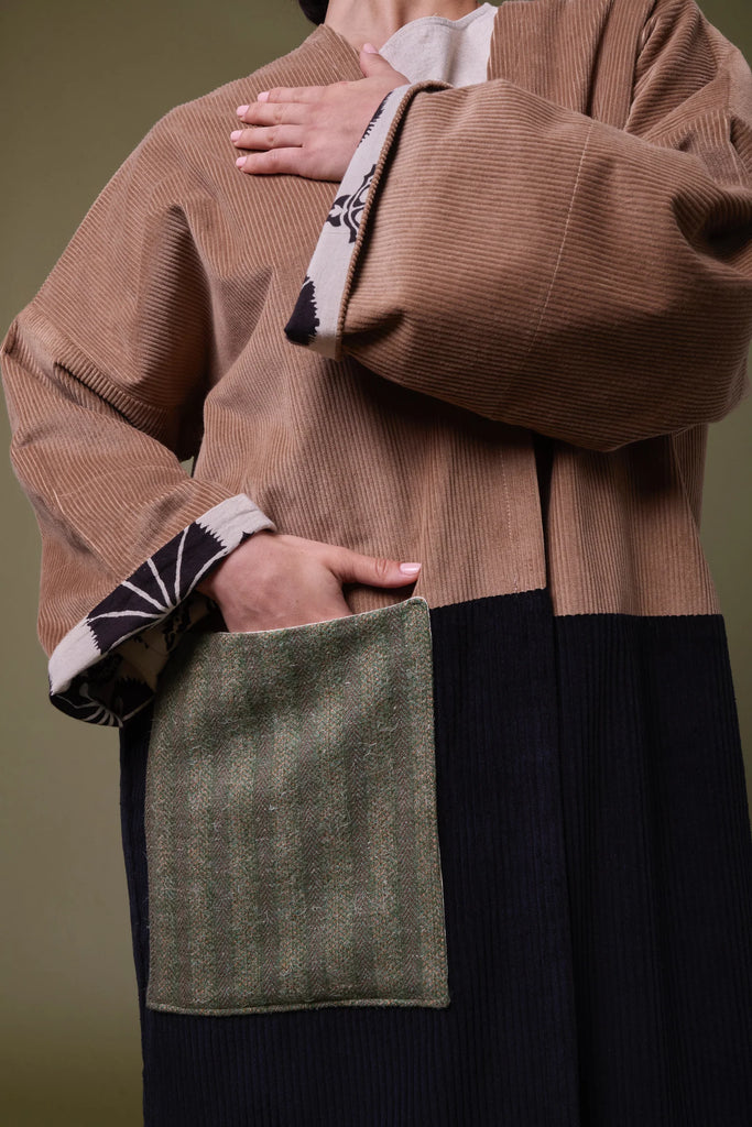 Beige & Black Serey Abaya