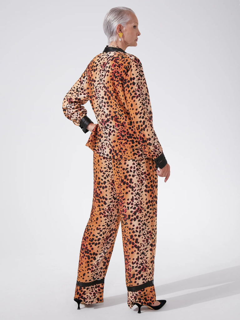 Natural Cheetah Silk Pyjama Trousers
