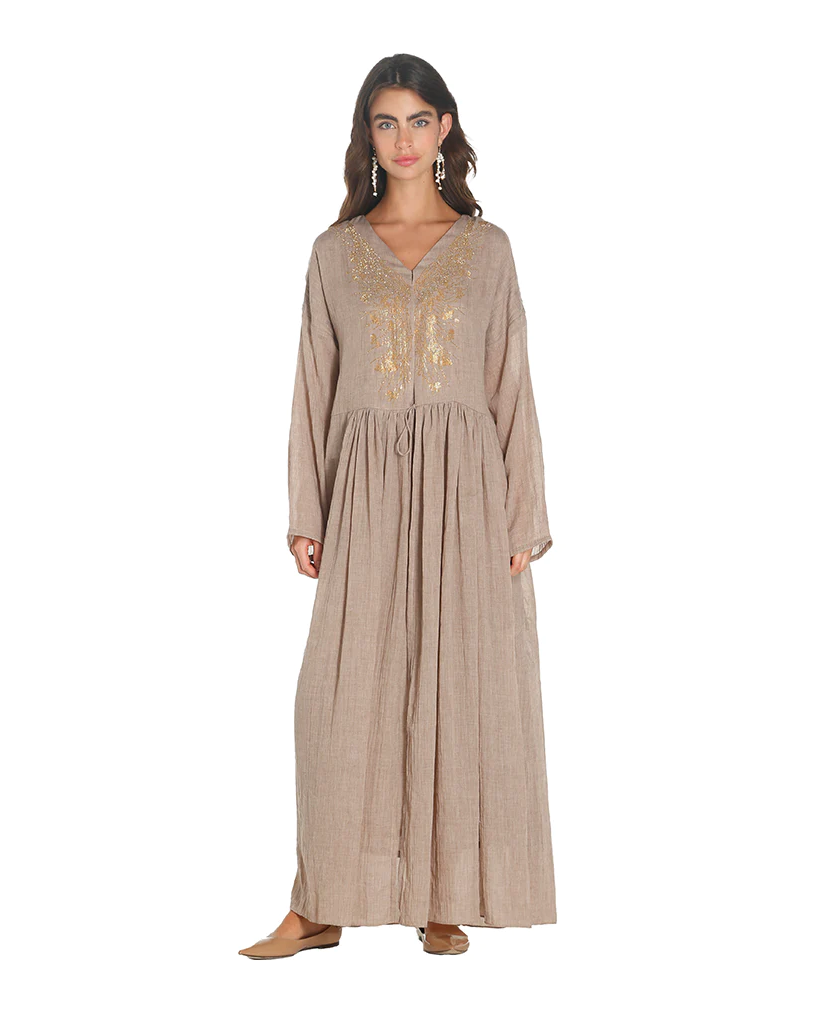 Brown Shams Embroidered Kaftan