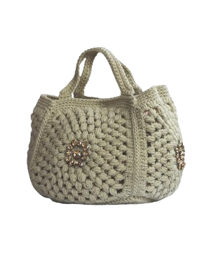 Beige Crochet Cotton Bag